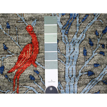 Load image into Gallery viewer, 5&#39;x6&#39;9&quot; Nevada Gray, Afghan Peshawar with Birds of Paradise Design, Natural Dyes, Hand Knotted, Soft Wool, Oriental Rug FWR538740