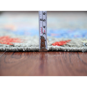 5'x6'9" Nevada Gray, Afghan Peshawar with Birds of Paradise Design, Natural Dyes, Hand Knotted, Soft Wool, Oriental Rug FWR538740