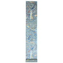 Load image into Gallery viewer, 2&#39;7&quot;x25&#39;8&quot; Ruddy Blue, Hand Knotted, Afghan Peshawar with Birds of Paradise Design, Natural Dyes, 100% Soft Wool, XL Runner, Oriental Rug FWR538764