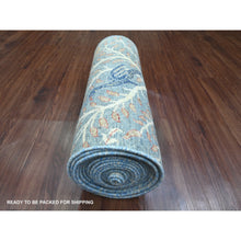 Load image into Gallery viewer, 2&#39;7&quot;x25&#39;8&quot; Ruddy Blue, Hand Knotted, Afghan Peshawar with Birds of Paradise Design, Natural Dyes, 100% Soft Wool, XL Runner, Oriental Rug FWR538764