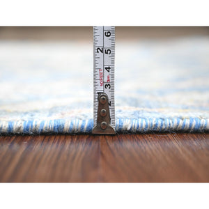 2'7"x25'8" Ruddy Blue, Hand Knotted, Afghan Peshawar with Birds of Paradise Design, Natural Dyes, 100% Soft Wool, XL Runner, Oriental Rug FWR538764