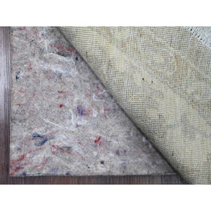 8'x8' Misty Gray, Washed Out Ziegler Mahal Revival with All Over Pattern, Hand Knotted, 100% Wool, Round, Oriental Rug FWR538770