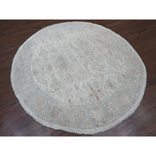 Load image into Gallery viewer, 7&#39;9&quot;x7&#39;9&quot; Cascading White, Washed Out Peshawar with Heriz All Over Design, High Mountain Wool, Densely Woven, Hand Knotted, Round, Oriental Rug FWR538776