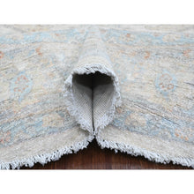 Load image into Gallery viewer, 7&#39;9&quot;x7&#39;9&quot; Cascading White, Washed Out Peshawar with Heriz All Over Design, High Mountain Wool, Densely Woven, Hand Knotted, Round, Oriental Rug FWR538776