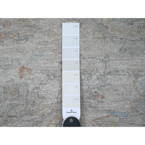 7'9"x7'9" Cascading White, Washed Out Peshawar with Heriz All Over Design, High Mountain Wool, Densely Woven, Hand Knotted, Round, Oriental Rug FWR538776