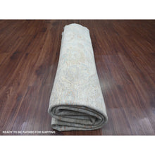 Load image into Gallery viewer, 7&#39;9&quot;x7&#39;9&quot; Cascading White, Washed Out Peshawar with Heriz All Over Design, High Mountain Wool, Densely Woven, Hand Knotted, Round, Oriental Rug FWR538776