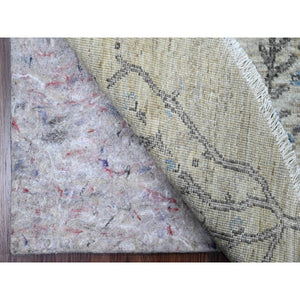 8'x8' Oyster Gray with Soft Colors, Peshawar, Willow and Cypress Tree Design, Hand Knotted, Densely Woven, 100% Wool, Round, Oriental Rug FWR538782