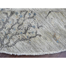 Load image into Gallery viewer, 8&#39;x8&#39; Oyster Gray With Soft Colors, Peshawar, Willow And Cypress Tree Design, Hand Knotted, Densely Woven, 100% Wool, Round, Oriental Rug FWR538782