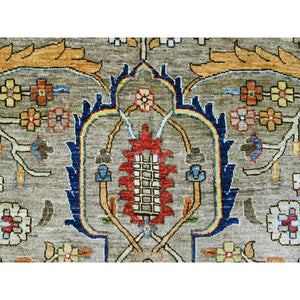 10'x13'4" Stone Gray, Aryana Grade, Peshawar With Heriz All Over Design, Colorful, High Mountain Wool, Densely Woven, Hand Knotted, Vegetable Dyes, Oriental Rug FWR538788