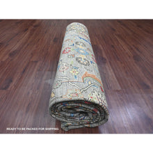 Load image into Gallery viewer, 10&#39;x13&#39;4&quot; Stone Gray, Aryana Grade, Peshawar With Heriz All Over Design, Colorful, High Mountain Wool, Densely Woven, Hand Knotted, Vegetable Dyes, Oriental Rug FWR538788