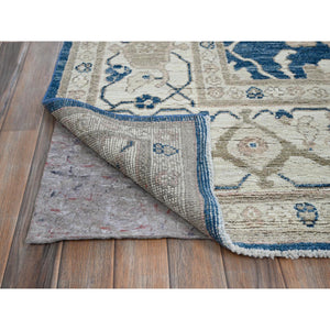 9'x12' Yale Blue, Afghan Oushak with All Over Leaf Design, Supple Collection, Soft and Lush Pile, Velvety Wool, Hand Knotted, Densely Woven, Oriental Rug FWR5382