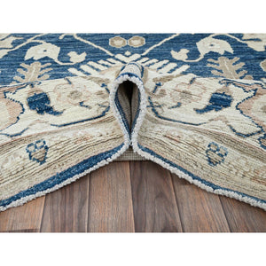 9'x12' Yale Blue, Afghan Oushak with All Over Leaf Design, Supple Collection, Soft and Lush Pile, Velvety Wool, Hand Knotted, Densely Woven, Oriental Rug FWR5382