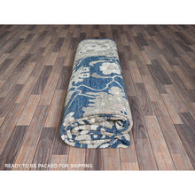 Load image into Gallery viewer, 9&#39;x12&#39; Yale Blue, Afghan Oushak with All Over Leaf Design, Supple Collection, Soft and Lush Pile, Velvety Wool, Hand Knotted, Densely Woven, Oriental Rug FWR5382