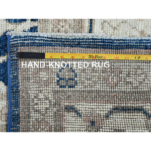 9'x12' Yale Blue, Afghan Oushak with All Over Leaf Design, Supple Collection, Soft and Lush Pile, Velvety Wool, Hand Knotted, Densely Woven, Oriental Rug FWR5382
