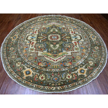Load image into Gallery viewer, 10&#39;x10&#39; Sonic Gray, Peshawar with Heriz Design, Densely Woven, Aryana Collection, High Mountain Wool, Hand Knotted, Vegetable Dyes, Round, Oriental Rug FWR538800