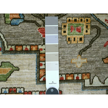 Load image into Gallery viewer, 10&#39;x10&#39; Sonic Gray, Peshawar with Heriz Design, Densely Woven, Aryana Collection, High Mountain Wool, Hand Knotted, Vegetable Dyes, Round, Oriental Rug FWR538800