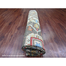 Load image into Gallery viewer, 10&#39;x10&#39; Sonic Gray, Peshawar with Heriz Design, Densely Woven, Aryana Collection, High Mountain Wool, Hand Knotted, Vegetable Dyes, Round, Oriental Rug FWR538800
