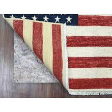Load image into Gallery viewer, 2&#39;6&quot;x3&#39;9&quot; Old Glory Red, Wall Hanging, American Flag, Hand Knotted, Pure Wool, Peshawar, Oriental Rug FWR538812