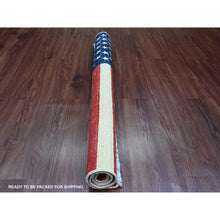 Load image into Gallery viewer, 2&#39;6&quot;x3&#39;9&quot; Old Glory Red, Wall Hanging, American Flag, Hand Knotted, Pure Wool, Peshawar, Oriental Rug FWR538812