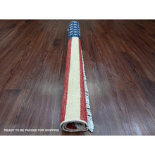 Load image into Gallery viewer, 2&#39;6&quot;x4&#39; Old Glory Red, American Flag, Hand Knotted, Soft Wool, Peshawar, Wall Hanging, Oriental Rug FWR538818