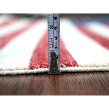 Load image into Gallery viewer, 2&#39;6&quot;x4&#39; Old Glory Red, American Flag, Hand Knotted, Soft Wool, Peshawar, Wall Hanging, Oriental Rug FWR538818