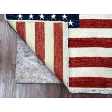 Load image into Gallery viewer, 2&#39;5&quot;x4&#39; Old Glory Red, Wall Hanging, American Flag, Hand Knotted, Soft Wool, Peshawar, Oriental Rug FWR538824