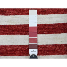 Load image into Gallery viewer, 2&#39;5&quot;x4&#39; Old Glory Red, Wall Hanging, American Flag, Hand Knotted, Soft Wool, Peshawar, Oriental Rug FWR538824