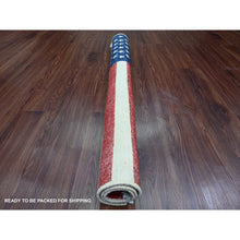 Load image into Gallery viewer, 2&#39;5&quot;x4&#39; Old Glory Red, Wall Hanging, American Flag, Hand Knotted, Soft Wool, Peshawar, Oriental Rug FWR538824
