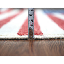 Load image into Gallery viewer, 2&#39;5&quot;x4&#39; Old Glory Red, Wall Hanging, American Flag, Hand Knotted, Soft Wool, Peshawar, Oriental Rug FWR538824