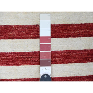 2'6"x4' Old Glory Red, Hand Knotted, American Flag, Soft Wool, Peshawar, Wall Hanging, Oriental Rug FWR538830