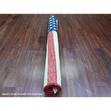 Load image into Gallery viewer, 2&#39;6&quot;x4&#39; Old Glory Red, Hand Knotted, American Flag, Soft Wool, Peshawar, Wall Hanging, Oriental Rug FWR538830