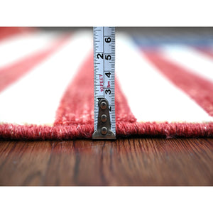 2'6"x4' Old Glory Red, Hand Knotted, American Flag, Soft Wool, Peshawar, Wall Hanging, Oriental Rug FWR538830