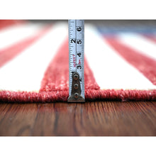 Load image into Gallery viewer, 2&#39;6&quot;x4&#39; Old Glory Red, Hand Knotted, American Flag, Soft Wool, Peshawar, Wall Hanging, Oriental Rug FWR538830