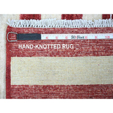 Load image into Gallery viewer, 2&#39;6&quot;x4&#39; Old Glory Red, Hand Knotted, American Flag, Soft Wool, Peshawar, Wall Hanging, Oriental Rug FWR538830