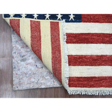 Load image into Gallery viewer, 2&#39;7&quot;x3&#39;10&quot; Old Glory Red, American Flag, Wall Hanging, Hand Knotted, Soft Wool, Peshawar, Oriental Rug FWR538836