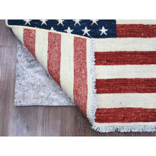 Load image into Gallery viewer, 2&#39;5&quot;x4&#39; Old Glory Red, American Flag, Hand Knotted, Soft Wool, Peshawar, Wall Hanging, Oriental Rug FWR538848