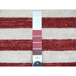 2'5"x4' Old Glory Red, American Flag, Hand Knotted, Soft Wool, Peshawar, Wall Hanging, Oriental Rug FWR538848