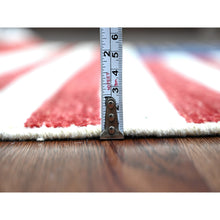 Load image into Gallery viewer, 2&#39;5&quot;x4&#39; Old Glory Red, American Flag, Hand Knotted, Soft Wool, Peshawar, Wall Hanging, Oriental Rug FWR538848