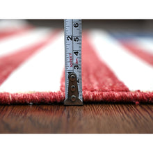 Load image into Gallery viewer, 2&#39;6&quot;x4&#39; Old Glory Red, Hand Knotted, American Flag, Soft Wool, Peshawar, Wall Hanging, Oriental Rug FWR538854