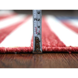 2'6"x4' Old Glory Red, Hand Knotted, American Flag, Soft Wool, Peshawar, Wall Hanging, Oriental Rug FWR538854