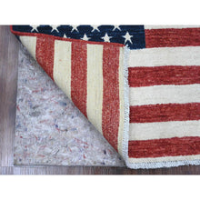 Load image into Gallery viewer, 2&#39;6&quot;x4&#39; Old Glory Red, Wall Hanging, American Flag, Hand Knotted, Soft Wool, Peshawar, Oriental Rug FWR538860