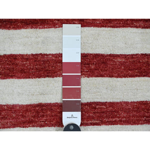 2'6"x4' Old Glory Red, Wall Hanging, American Flag, Hand Knotted, Soft Wool, Peshawar, Oriental Rug FWR538860