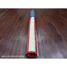 Load image into Gallery viewer, 2&#39;6&quot;x4&#39; Old Glory Red, Wall Hanging, American Flag, Hand Knotted, Soft Wool, Peshawar, Oriental Rug FWR538860