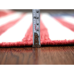 2'6"x4' Old Glory Red, Wall Hanging, American Flag, Hand Knotted, Soft Wool, Peshawar, Oriental Rug FWR538860