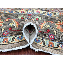 Load image into Gallery viewer, 8&#39;x8&#39; Spanish Gray, Peshawar with Bijar Garus Design, Aryana Grade, Vegetable Dyes, Hand Knotted, Densely Woven, High Mountain Wool, Round, Oriental Rug FWR538872