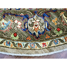 Load image into Gallery viewer, 8&#39;x8&#39; Spanish Gray, Peshawar with Bijar Garus Design, Aryana Grade, Vegetable Dyes, Hand Knotted, Densely Woven, High Mountain Wool, Round, Oriental Rug FWR538872