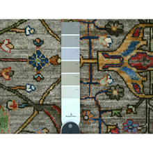 Load image into Gallery viewer, 8&#39;x8&#39; Spanish Gray, Peshawar with Bijar Garus Design, Aryana Grade, Vegetable Dyes, Hand Knotted, Densely Woven, High Mountain Wool, Round, Oriental Rug FWR538872