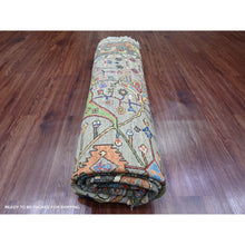 Load image into Gallery viewer, 8&#39;x8&#39; Spanish Gray, Peshawar with Bijar Garus Design, Aryana Grade, Vegetable Dyes, Hand Knotted, Densely Woven, High Mountain Wool, Round, Oriental Rug FWR538872