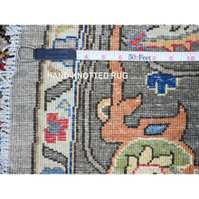 Load image into Gallery viewer, 8&#39;x8&#39; Spanish Gray, Peshawar With Bijar Garus Design, Aryana Grade, Vegetable Dyes, Hand Knotted, Densely Woven, High Mountain Wool, Round, Oriental Rug FWR538872