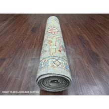 Load image into Gallery viewer, 3&#39;x9&#39;8&quot; Pastel Gray, Peshawar with Bijar Garus Design, Aryana Grade, Hand Knotted, Vegetable Dyes, High Mountain Wool, Densely Woven, Runner, Oriental Rug FWR538890